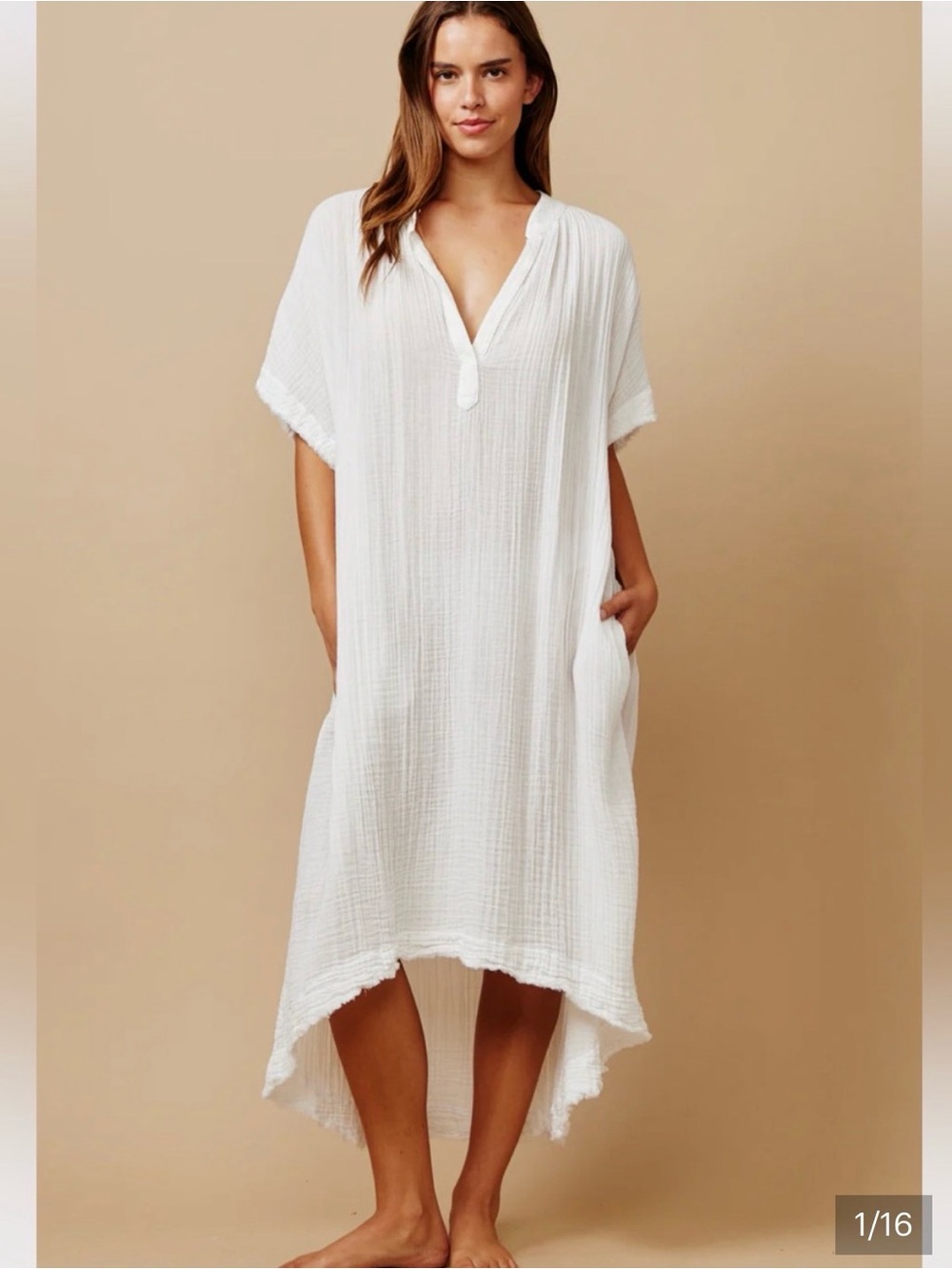9 SEED resort organic cotton Tunisia caftan